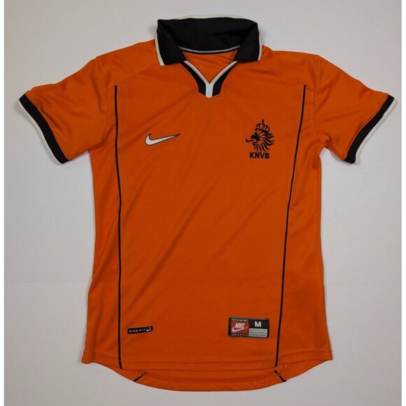 1998 Netherlands Mens Home Retro Soccer Football Jersey Short Sleeve Nike Medium - Picture 1 of 13